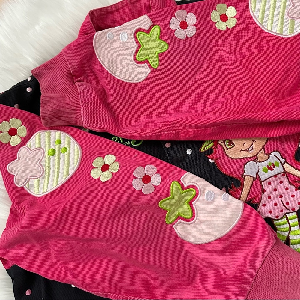 Vintage Strawberry Shortcake Girls Snap Front Lined Bomber Jacket - Picture 5 of 12